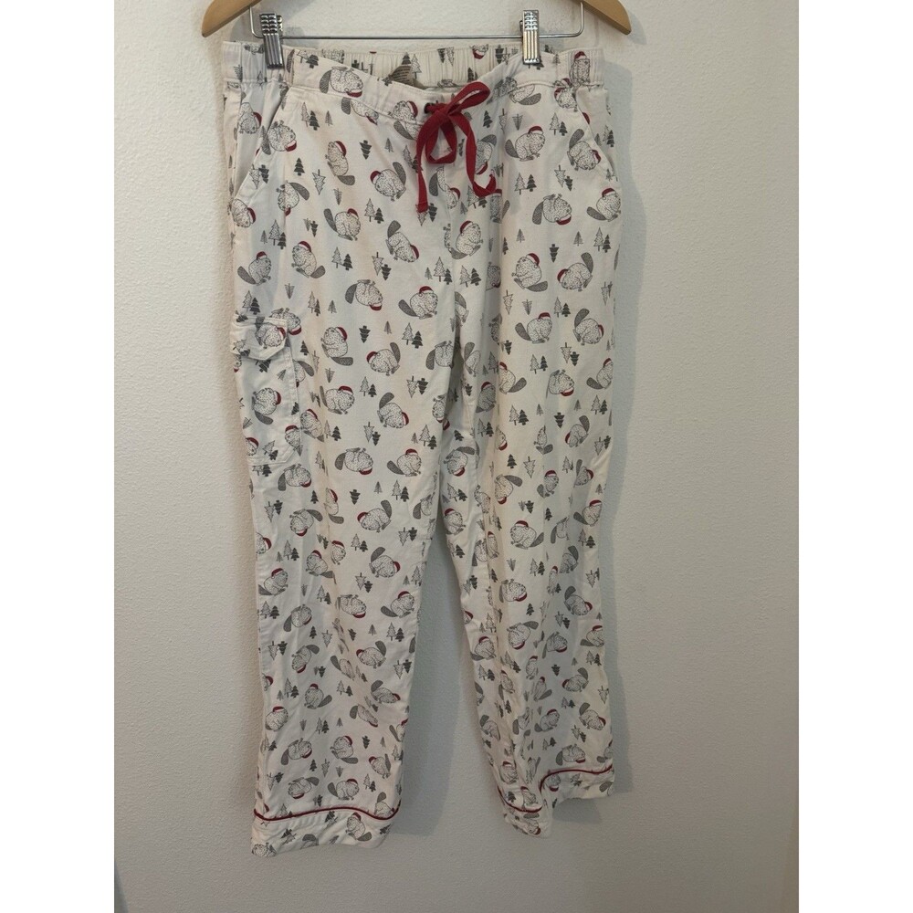 Duluth Trading Co Pajama Pants Medium X 31 Beaver Holiday Cargo Pocket Women's